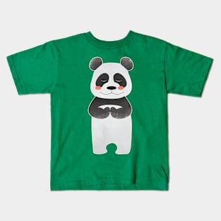 Little Prayer Panda in his Bamboo Forest Kids T-Shirt